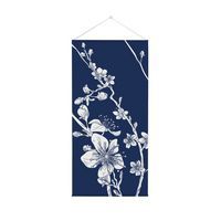 Hangende Vlag Banner Abstracte Japanse Bloesem blauw