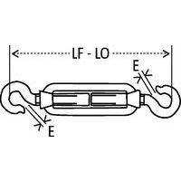 2 HakenLF - LO = Min. lengte - Max. lengteE = Haak opening