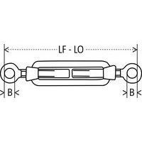 LF - LO = Min. lengte - Max. lengteB = Oog Ø