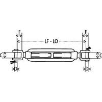 2 klemmenLengte gesloten (LF) - Lengte geopend (LO) = Min. lengte - Max. lengteC = breedte van openingD = bevestigingsdiameterF = lengte van opening