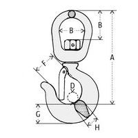 A = Totale hoogteB = Nuttige breedteD = Diameter haakF = OpeningG = Haak hoogteH = Dikte