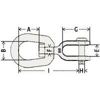 A = Nuttige hoogte ringB = Nuttige breedteE = OpeningG = Nuttige hoogteH = Diameter Stift 