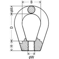 A = diameter ØB = binnenbreedteD = binnenhoogteH = voethoogteW = schroefdraadmaat