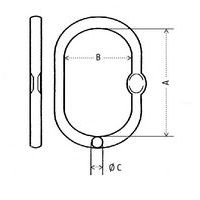 A = Inwendige lengteB = Inwendige breedteC = Doorsnede Ø