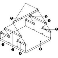 Voorbeeld met getrapte samenstelling van hijsbalken.Totale belasting: 20 ton.