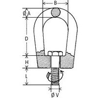 A = diameter ØB = binnenbreedteD = binnenhoogteH = voethoogteL = schroefdraadlengteV = schroefdraadmaat