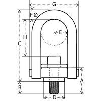 A = Lengte schroefdraadC = Totale hoogteD = Inwendige breedteF = Doorsnede ØG = Totale breedteH = Inwendige hoogte