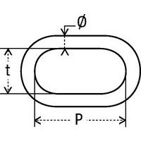 P = Nuttige lengte schakelT = Inwendige breedte schakelØ = Ketting Ø