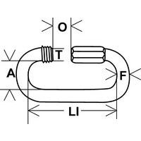 A = binnenbreedteF = diameter ØLI = binnenlengteO = openingØT = schroefdraad-Ø