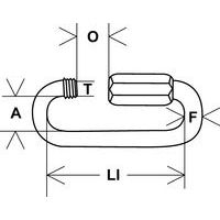 A = binnenbreedteF = diameter ØLI = binnenlengteO = openingØT = schroefdraad-Ø