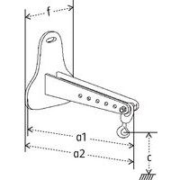 a1 = Nuttige lengtea2 = Totale lengtec = Min. hefhoogtef = Totale breedte