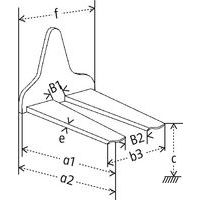 a1 = Nuttige dieptea2 = Totale diepteb2 = Min. breedteb3 = Max. breedtec = Min. hefhoogtee = Hoogtef = Totale breedte