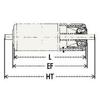 - L: rollengte- EF: rollengte + 6 mm- HT: totale lengte = rollengte + 30 mm