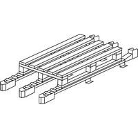 rollenrail met 3 rails op steunen + remmen + vaste