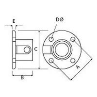 Buisgrootte 	D 	E 	A 	B 	C Ø 27 mm 	7 	4 	63 	48 	81 Ø 42 mm 	9 	6 	75 	51 	98 Ø 48 mm 	11 	6 	85 	54 	112 