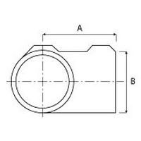 Buisgrootte 	A 	B Ø 27 mm 	44 	36Ø 42 mm 	60 	54Ø 48 mm 	68 	64