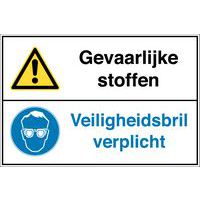 Gecombineerd waarschuwingsbord - Gevaarlijke stoffen - Zelfklevend