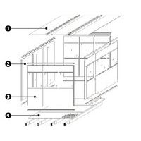 1 - plafond2 - massief paneel3 - paneel voor de helft uit glas4 - palletiseerbare vloer