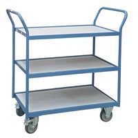 Plateauwagen - 3 houten plateaus - Rubberbanden - Draagvermogen 250 kg - FIMM