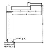 KolomzwenkkraanH = hoogte onder armenP = bereik
