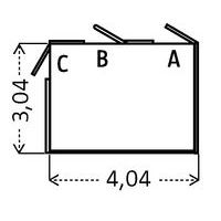 Plaatsing van de deuren A, B of C te vermelden bij bestelling. De deuren openen enkel naar buiten toe. Totale afmetingen in m.