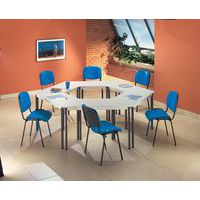 set met 6 trapeziumvormige tafels + 6 stoelen