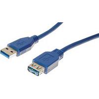 Verlengkabel USB 3.0 type A en A blauw - 1,0 m