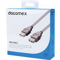 Verlengkabel USB 2.0 Type-A - Type-A grijs - 2 m DACOMEX