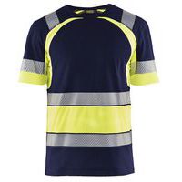 T-shirt High Vis UV korte mouw ronde hals 3421 - marineblauw/fluo geel