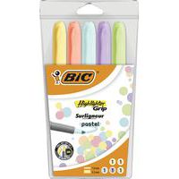 Markeerstift Highlighter Grip - Pastel - etui met 5 stuks assorti - Bic