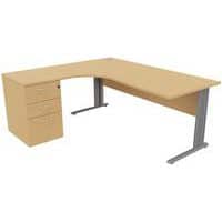 Compactbureau met ladeblok met C-poten, Type onderstel: L-poot, Hoogte: 72 cm, Totale breedte: 180 cm