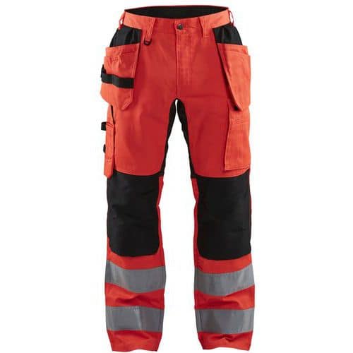 High Vis broek met stretch Rood/Zwart - Blåkläder