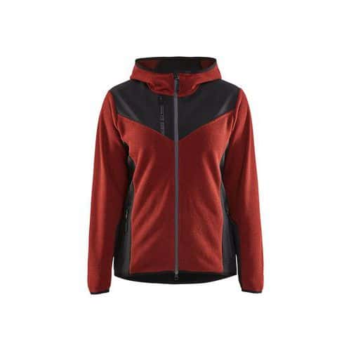 Gebreid jack met softshell damesmodel rood/zwart - Blåkläder