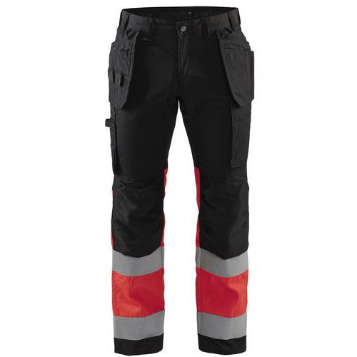 Werkbroek High Vis met stretch Zwart/Fluor Rood - Blåkläder