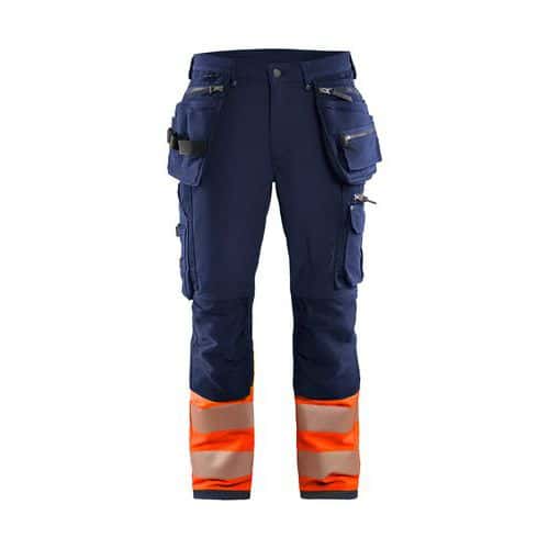 High Vis 4-weg-stretch werkbroek Marineblauw/Oranje - Blåkläder