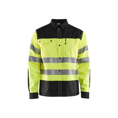 High Vis overhemd Geel/Zwart - Blåkläder