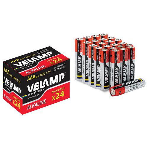 Set van 24 alkalinebatterijen - VELAMP