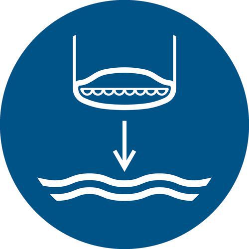 Pictogram Reddingsboot in aangeduide volgorde te water laten gaan