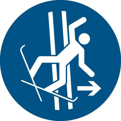 Pictogram Verlaat direct het skispoor na een val