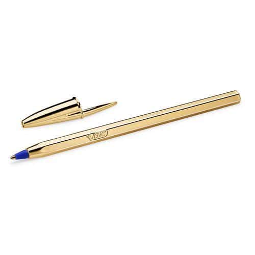 Balpen Cristal Original Shine goud blauwe inkt - BIC