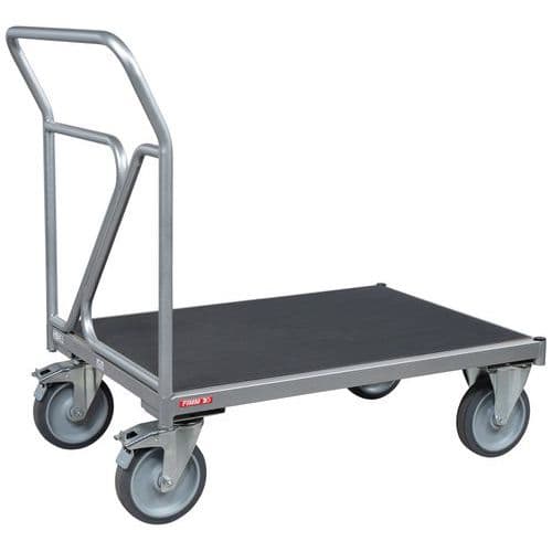 Plateauwagen met antislipmat met 1 buis duwbeugel - 500 kg - FIMM