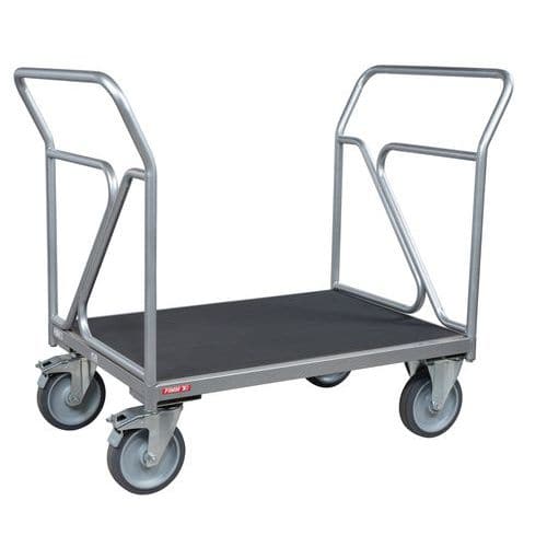 Plateauwagen met antislipmat en 2 buis duwpanelen - 500 kg - FIMM