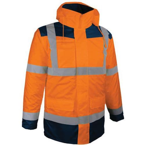 Parka jas 4 in 1 oranje binnenvest met afritsbare lange mouwen