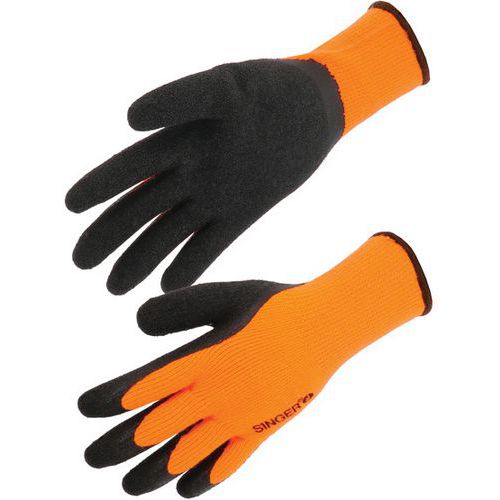 Handschoen warm acryl badstof voering Palm gecrepeerde latex 10 gauge