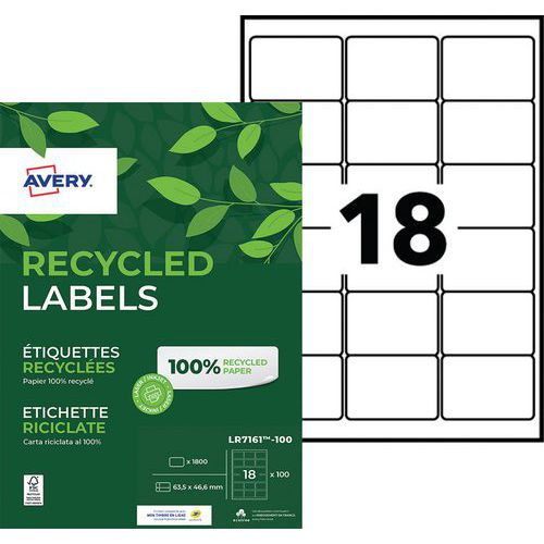 Wit etiket laser gerecycled - Avery