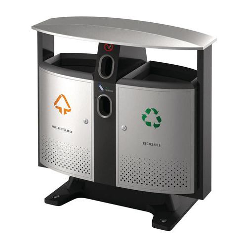 Afvalbak voor buiten Design, voor batterijen en afvalscheiding - 2 X 39 l