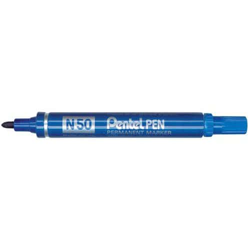 Permanente markeerstift N50 - ronde punt - met dop - Pentel