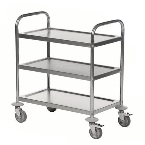 Rvs trolley met 3 plateaus - Kongamek