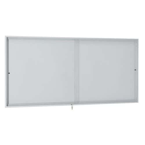 Binnenvitrine met schuifdeuren - Aluminium achterwand - Deur van plexiglas