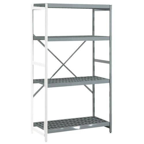 Aluminium stelling voor voedingsmiddelen norm 12 - polystyrol legbord - Hupfer